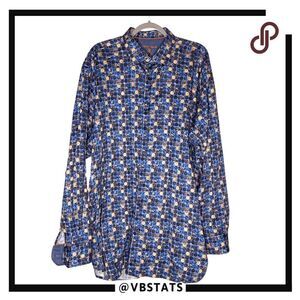 Visconti Black Mens Geometric Circle Long Sleeve Button Up Shirt Multicolor 2XLT